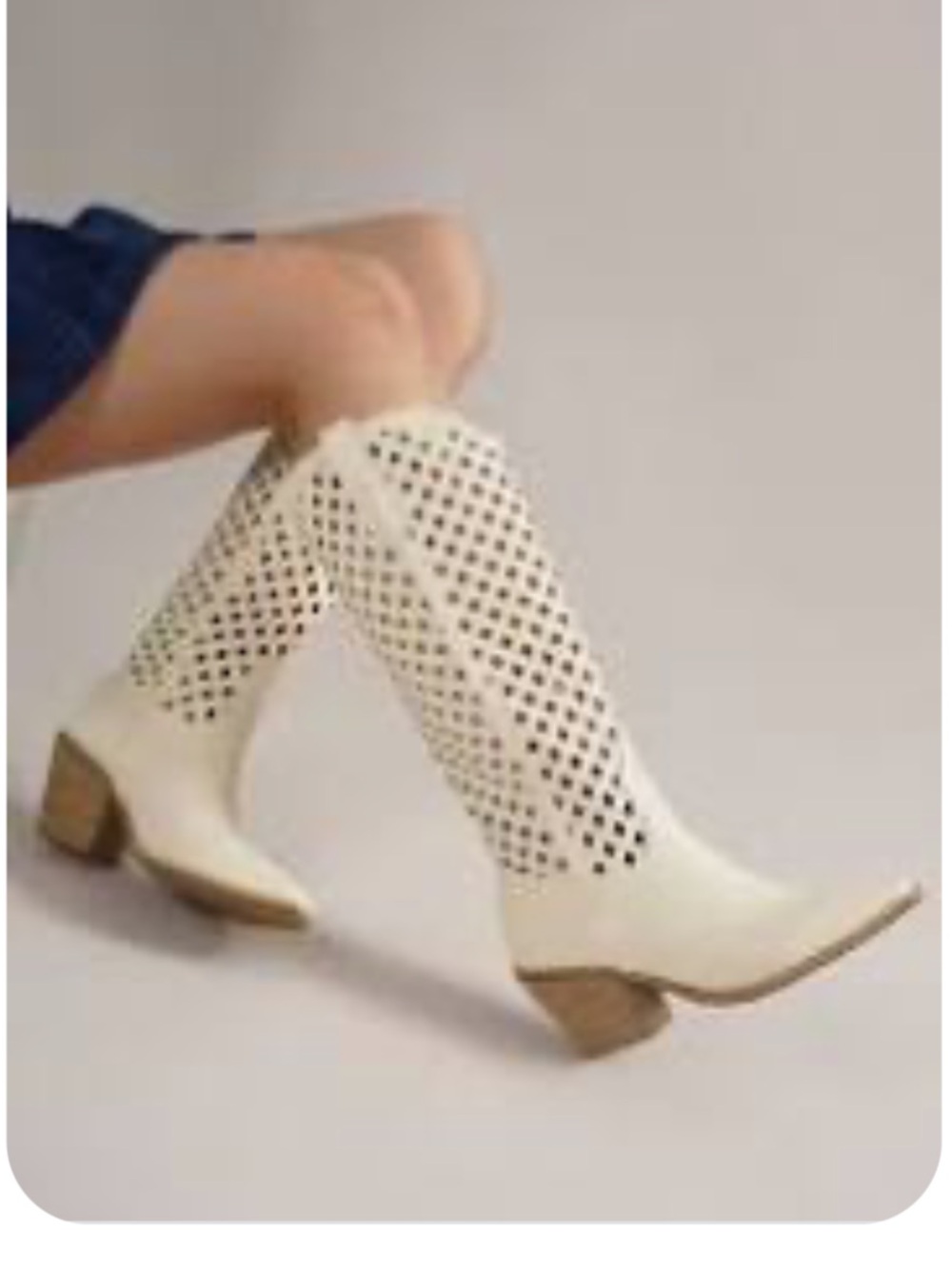 LIKE NEW beast fashion Deana cut out western boot off white